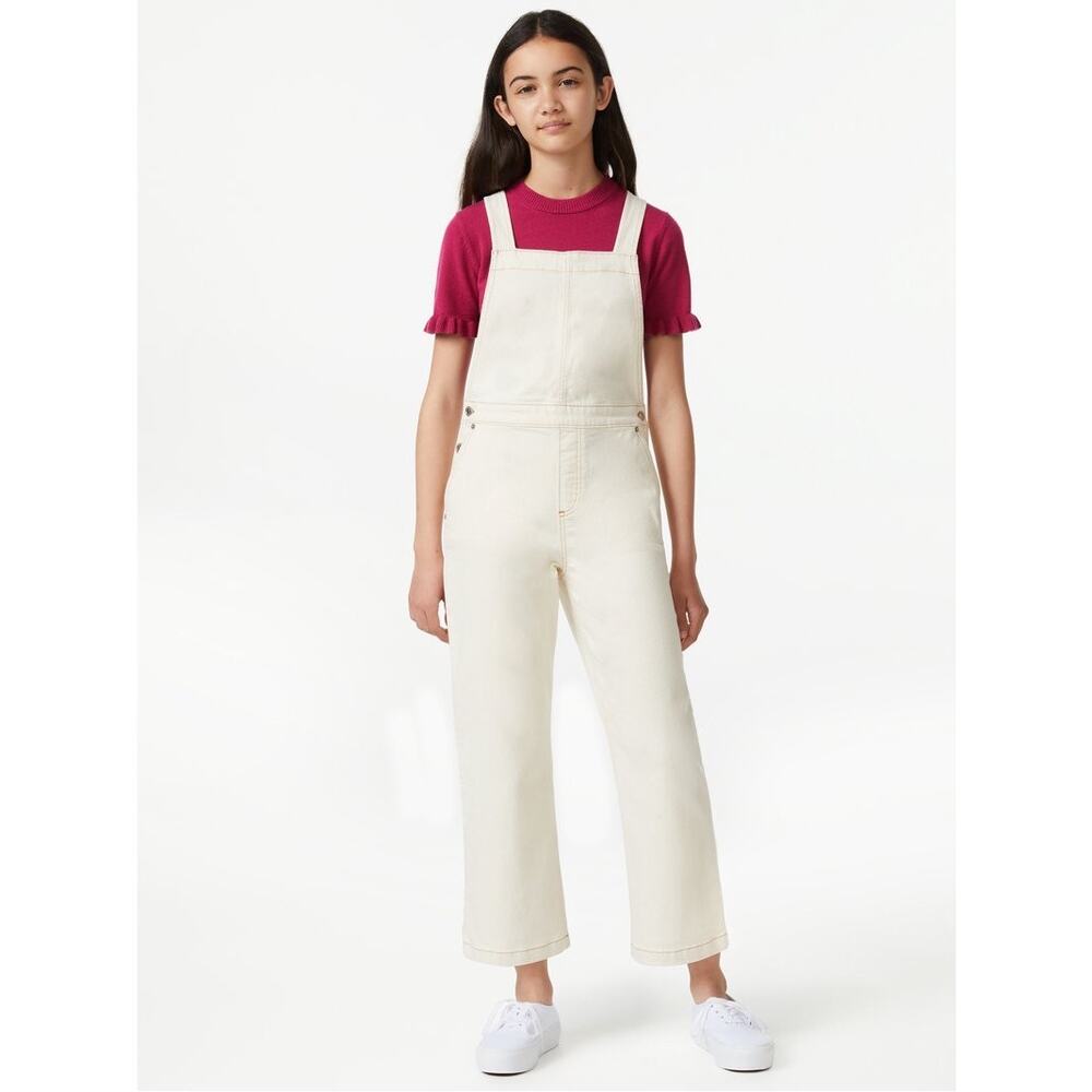 Free Assembly Girls Cropped Denim Overalls - Size 14